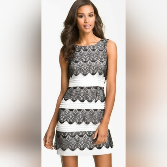 NWT BCBGMaxAzria Lorenna Lace Tulip Tiered Sheath Mini Dress - Picture 1 of 7